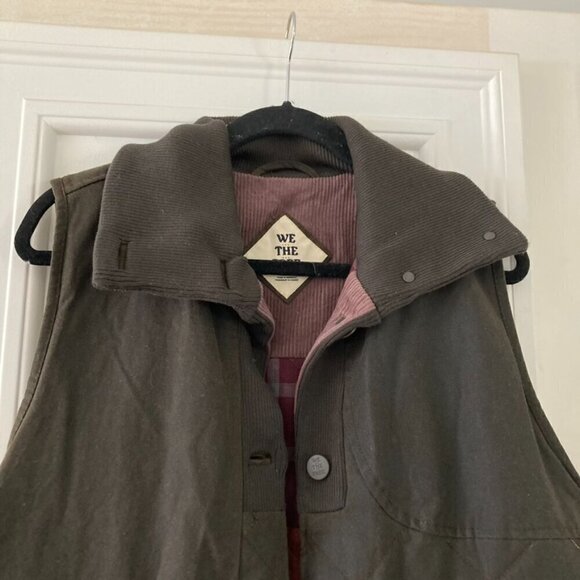 NWT We The Free Benny Waxed Vest Olive Flannel Sz S - Picture 5 of 11